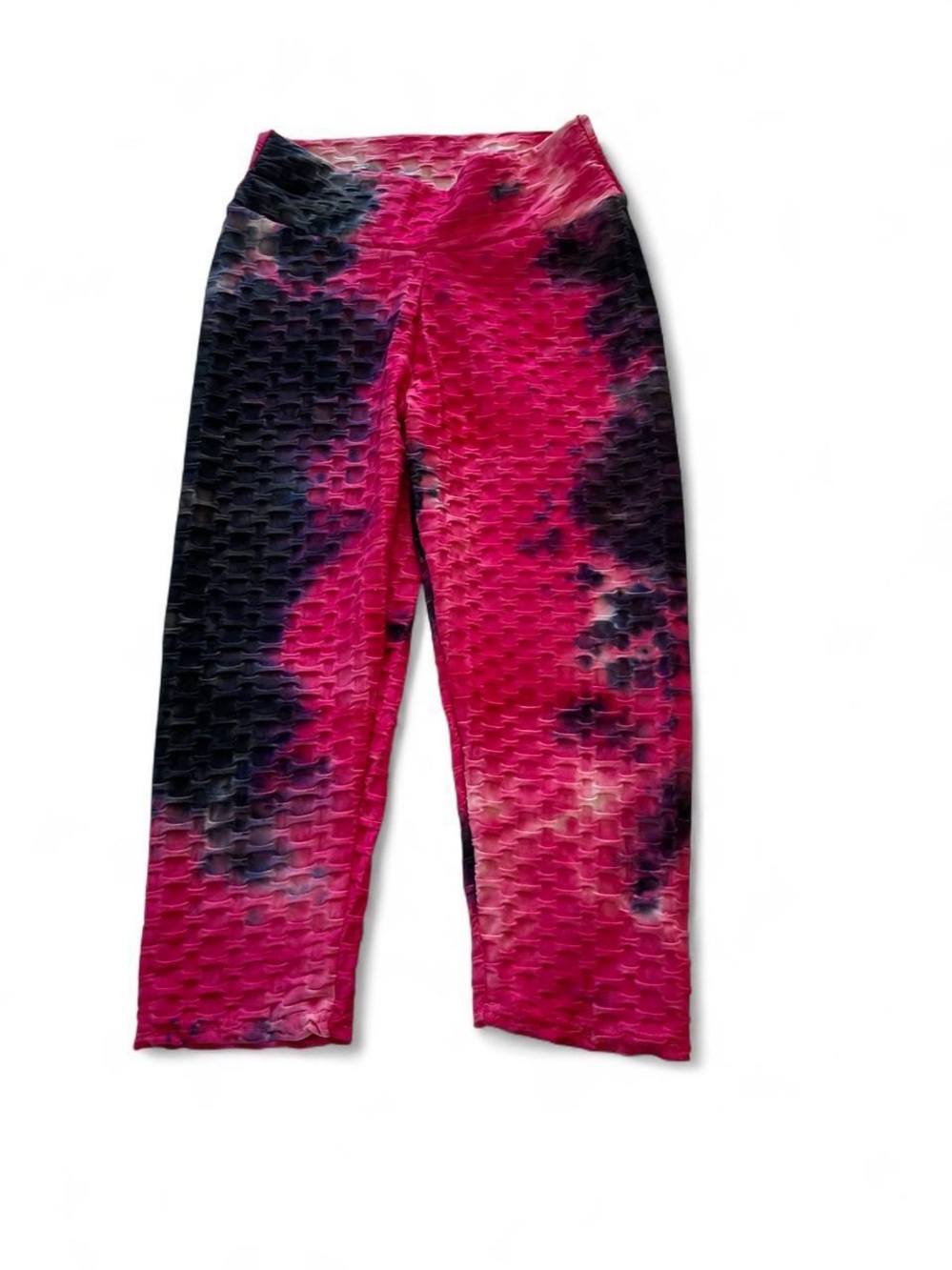 Tie-Dye Textured Leggings - Pink & Black
